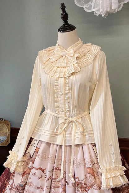 Victorian Lolita Blouse - Fox Band, 3 Colors, Lace Trim, Ruffled, Long Sleeves - additional product view 3