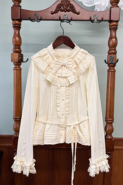 Victorian Lolita Blouse - Fox Band, 3 Colors, Lace Trim, Ruffled, Long Sleeves - main product image