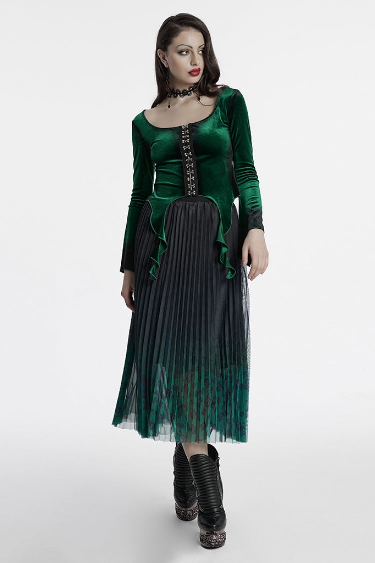 Victorian Lolita Blouse - Gradient Irregular, Green, Women's Style, Gothic Style - additional product view 4