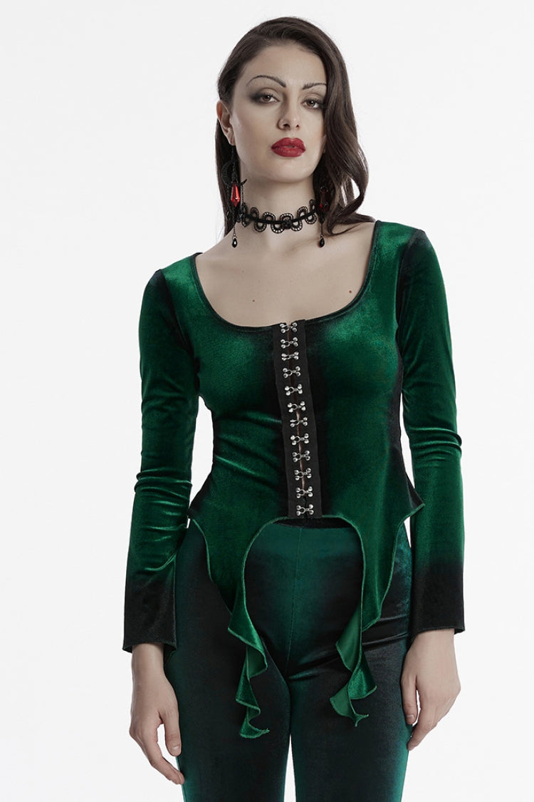Victorian Lolita Blouse - Gradient Irregular, Green, Women's Style, Gothic Style - main product image
