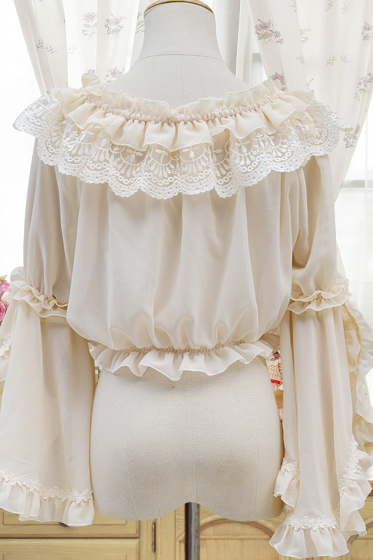 Victorian Lolita Blouse - Hime Ruffle Bowknot Vintage, 3 Colors, Bow Detail, Ruffled - additional product view 2