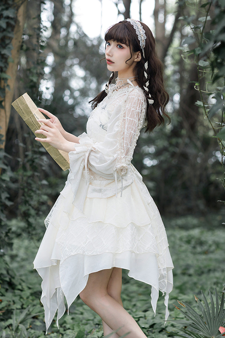 Victorian Lolita Blouse - Hollow Elegant, White, Sweet Style, Long Sleeves - additional product view 3