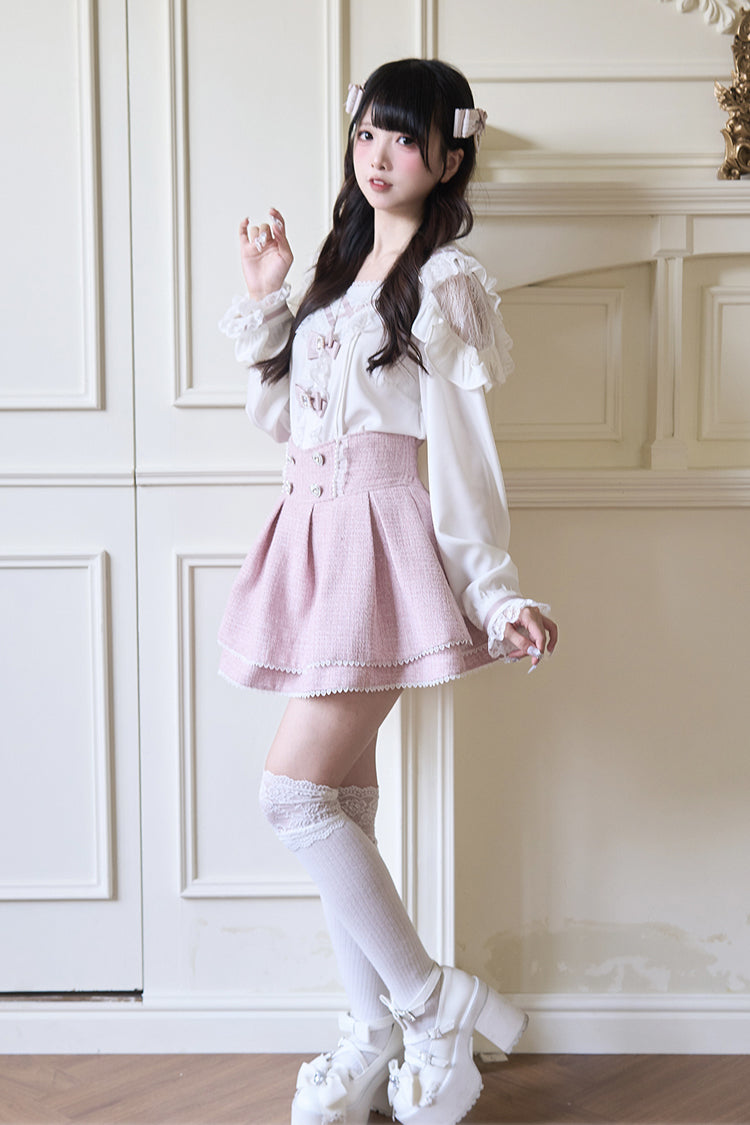 Victorian Lolita Blouse - Jirai Kei Navy Collar, 3 Colors, Long Sleeves, Sweet Style - additional product view 6