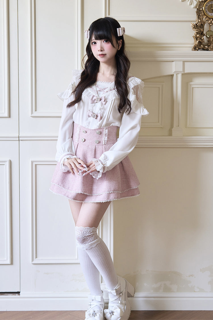 Victorian Lolita Blouse - Jirai Kei Navy Collar, 3 Colors, Long Sleeves, Sweet Style - additional product view 7