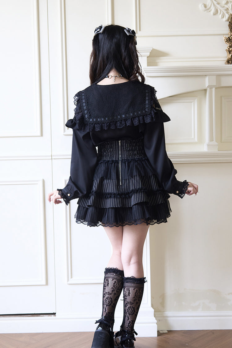 Victorian Lolita Blouse - Jirai Kei Navy Collar, 3 Colors, Long Sleeves, Sweet Style - additional product view 11