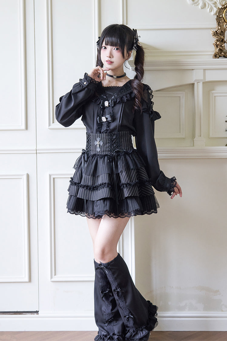 Victorian Lolita Blouse - Jirai Kei Navy Collar, 3 Colors, Long Sleeves, Sweet Style - additional product view 15