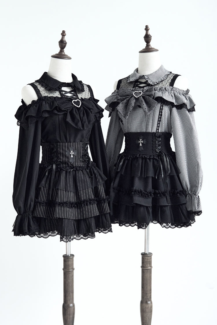 Victorian Lolita Blouse - Jirai Kei Off Shoulder, 3 Colors, Sweet Style, Bow Detail - additional product view 3
