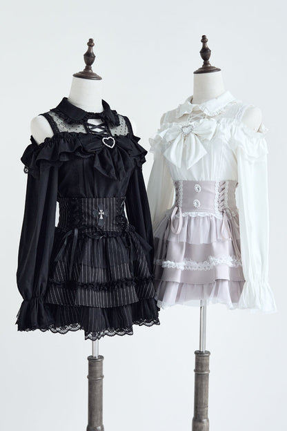 Victorian Lolita Blouse - Jirai Kei Off Shoulder, 3 Colors, Sweet Style, Bow Detail - additional product view 4