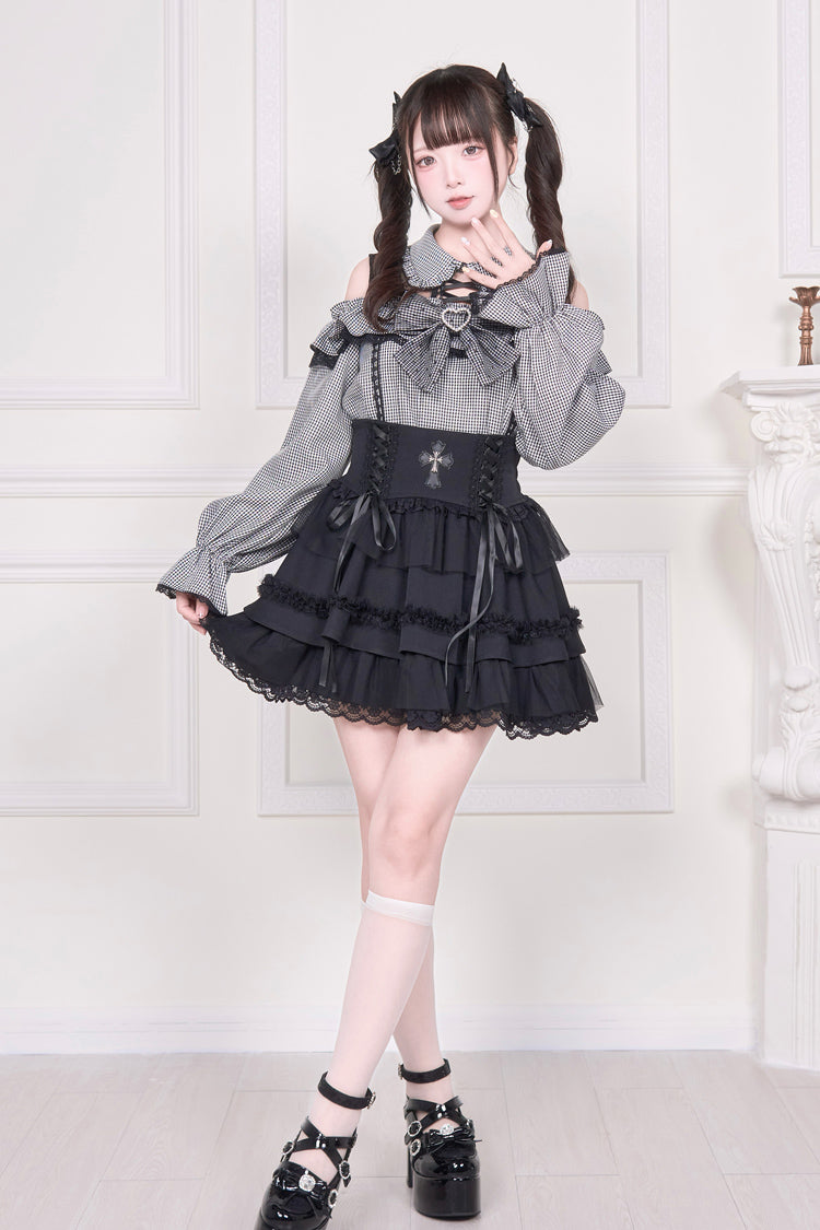 Victorian Lolita Blouse - Jirai Kei Off Shoulder, 3 Colors, Sweet Style, Bow Detail - additional product view 5