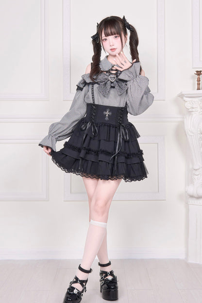 Victorian Lolita Blouse - Jirai Kei Off Shoulder, 3 Colors, Sweet Style, Bow Detail - additional product view 5