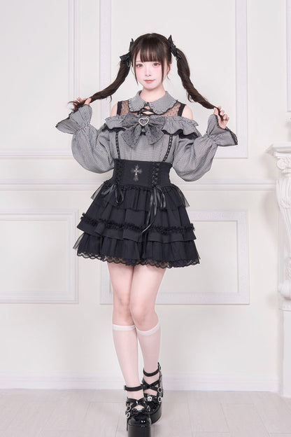 Victorian Lolita Blouse - Jirai Kei Off Shoulder, 3 Colors, Sweet Style, Bow Detail - additional product view 7