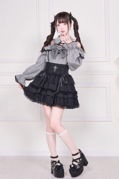 Victorian Lolita Blouse - Jirai Kei Off Shoulder, 3 Colors, Sweet Style, Bow Detail - additional product view 8