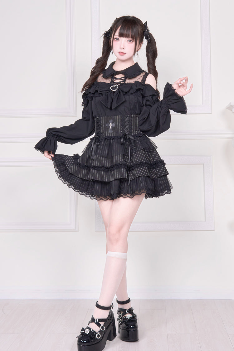 Victorian Lolita Blouse - Jirai Kei Off Shoulder, 3 Colors, Sweet Style, Bow Detail - additional product view 11