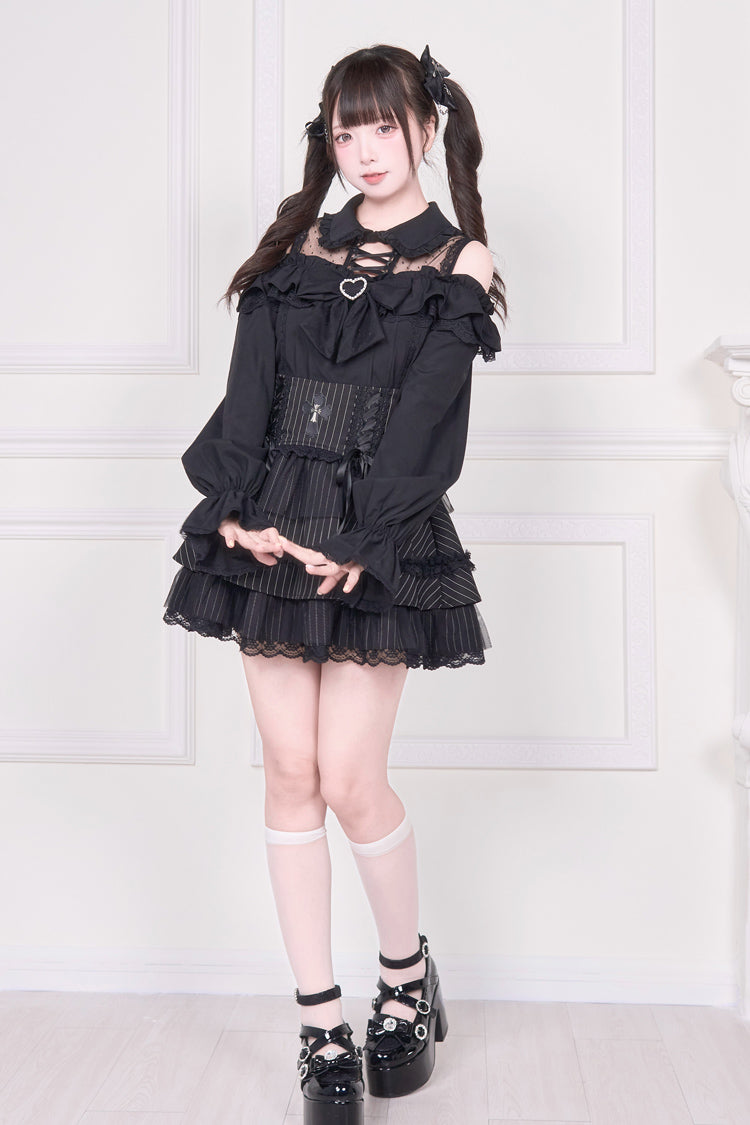 Victorian Lolita Blouse - Jirai Kei Off Shoulder, 3 Colors, Sweet Style, Bow Detail - additional product view 12