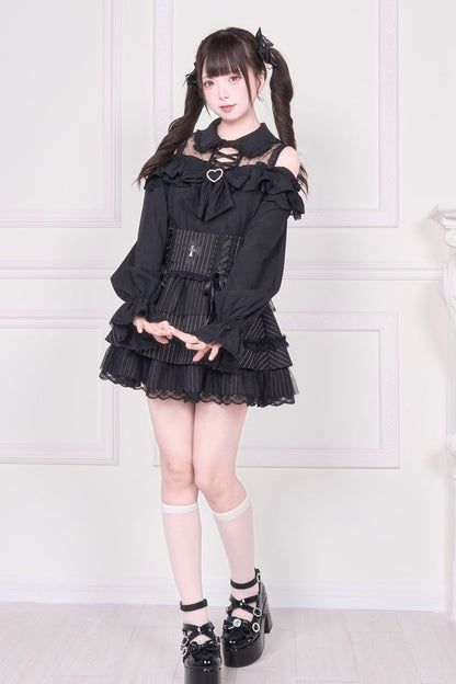 Victorian Lolita Blouse - Jirai Kei Off Shoulder, 3 Colors, Sweet Style, Bow Detail - additional product view 12