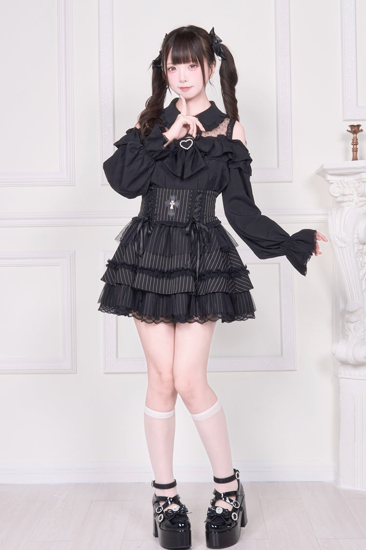 Victorian Lolita Blouse - Jirai Kei Off Shoulder, 3 Colors, Sweet Style, Bow Detail - additional product view 13