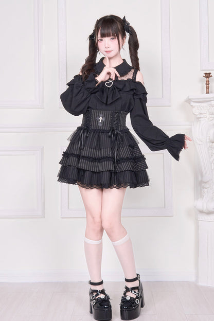 Victorian Lolita Blouse - Jirai Kei Off Shoulder, 3 Colors, Sweet Style, Bow Detail - additional product view 13
