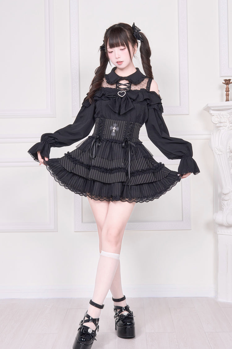 Victorian Lolita Blouse - Jirai Kei Off Shoulder, 3 Colors, Sweet Style, Bow Detail - additional product view 14
