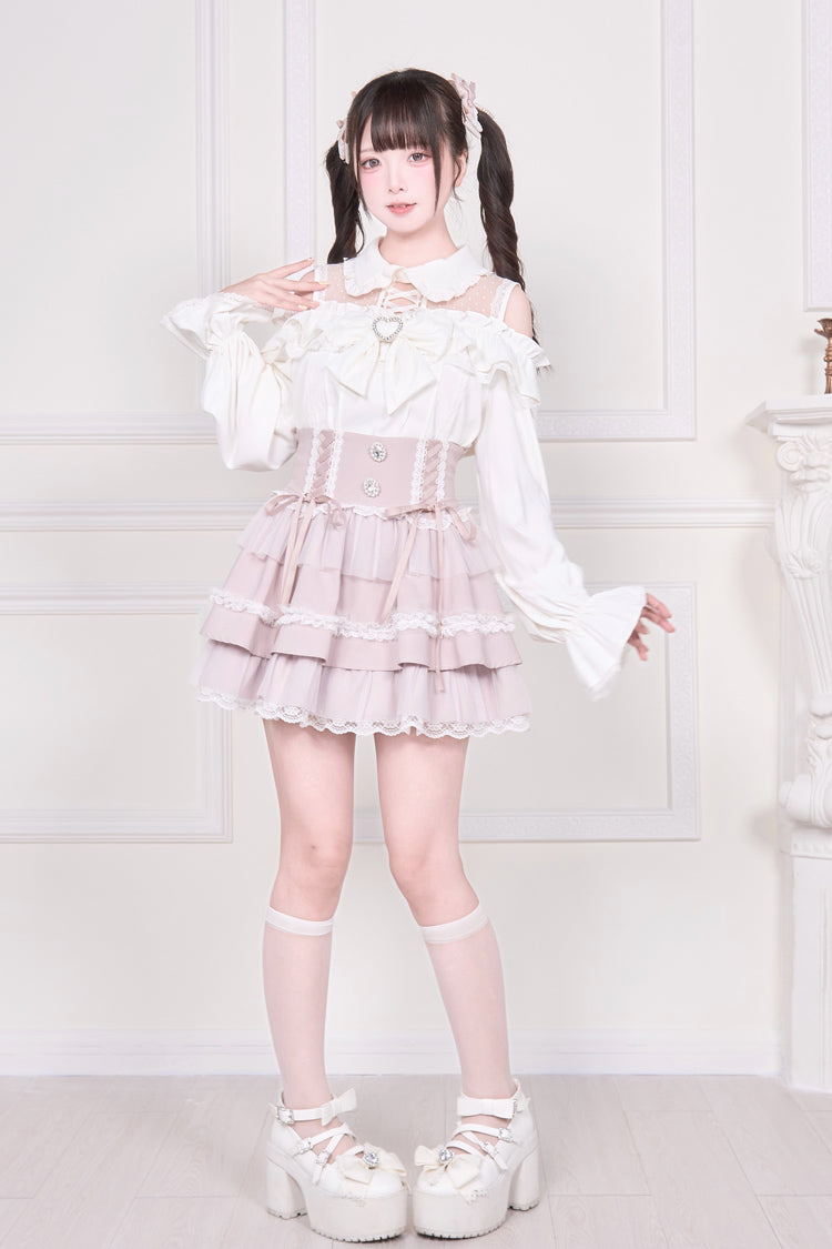 Victorian Lolita Blouse - Jirai Kei Off Shoulder, 3 Colors, Sweet Style, Bow Detail - additional product view 17