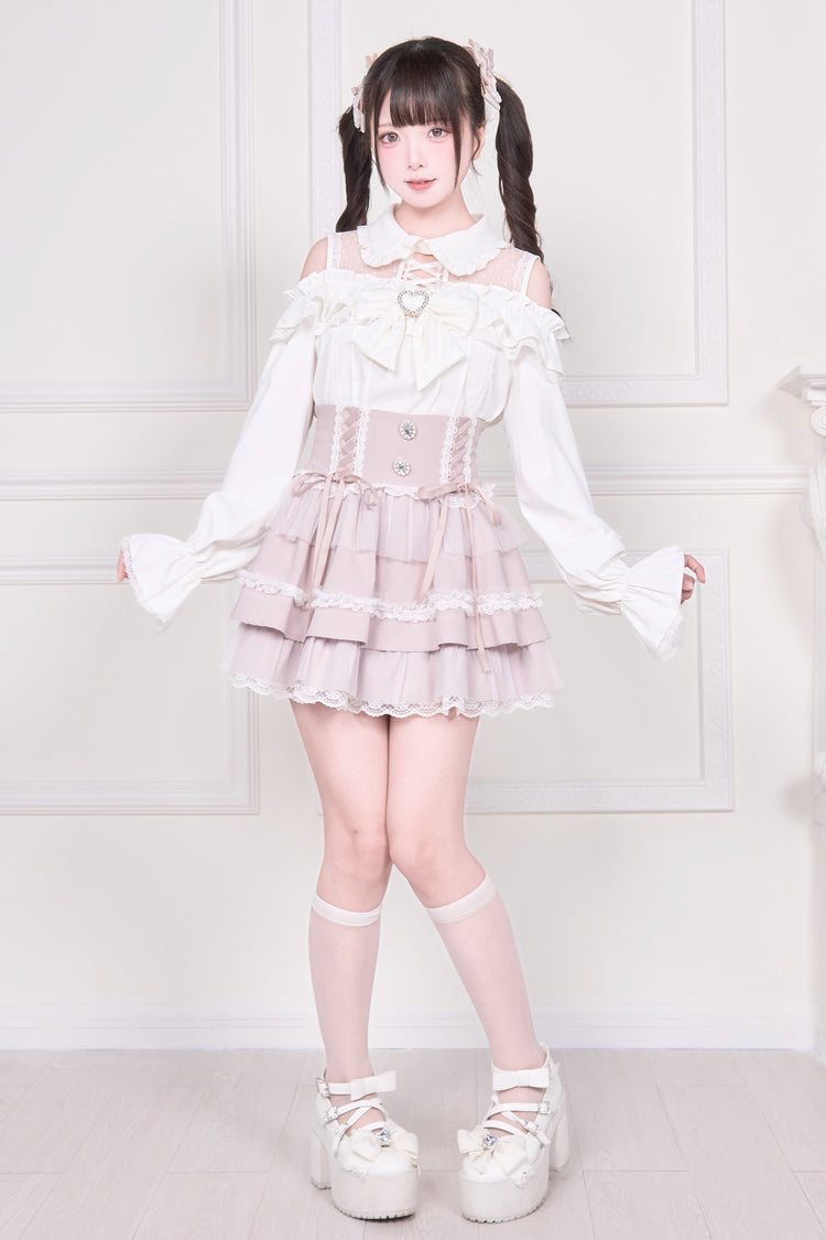 Victorian Lolita Blouse - Jirai Kei Off Shoulder, 3 Colors, Sweet Style, Bow Detail - additional product view 19