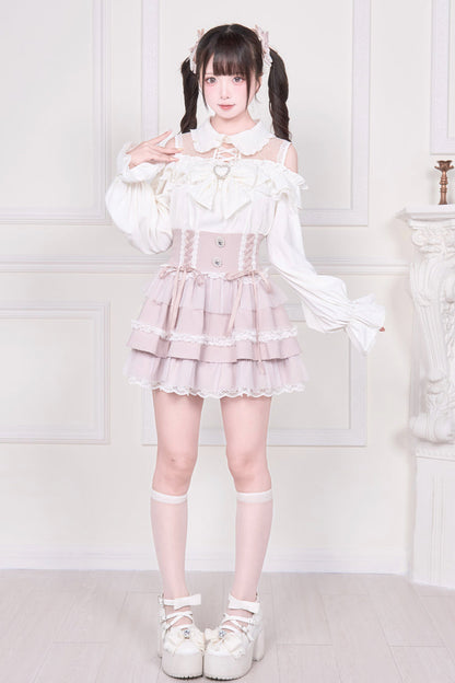 Victorian Lolita Blouse - Jirai Kei Off Shoulder, 3 Colors, Sweet Style, Bow Detail - additional product view 20
