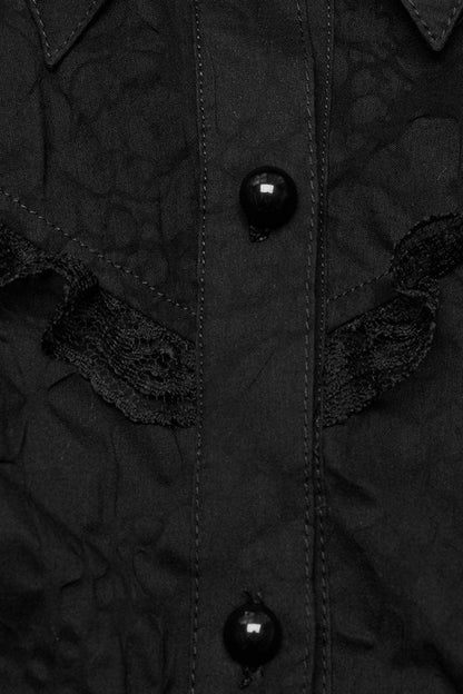Victorian Lolita Blouse - Lapel Collar Print Stitching, 2 Colors, Women's Style - additional product view 6