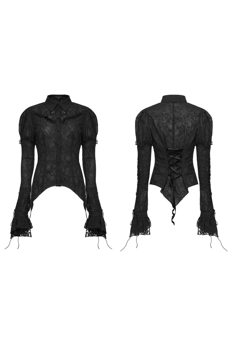 Victorian Lolita Blouse - Lapel Collar Print Stitching, 2 Colors, Women's Style - additional product view 7