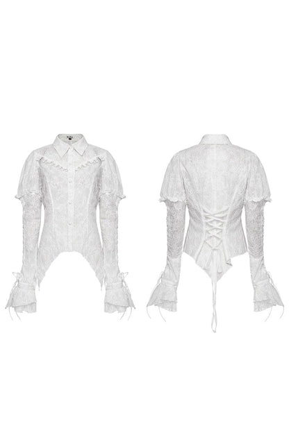 Victorian Lolita Blouse - Lapel Collar Print Stitching, 2 Colors, Women's Style - additional product view 14