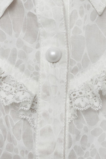 Victorian Lolita Blouse - Lapel Collar Print Stitching, 2 Colors, Women's Style - additional product view 15