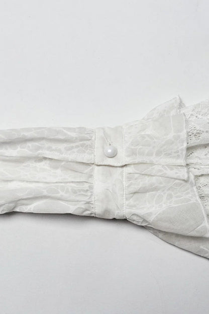 Victorian Lolita Blouse - Lapel Collar Print Stitching, 2 Colors, Women's Style - additional product view 18