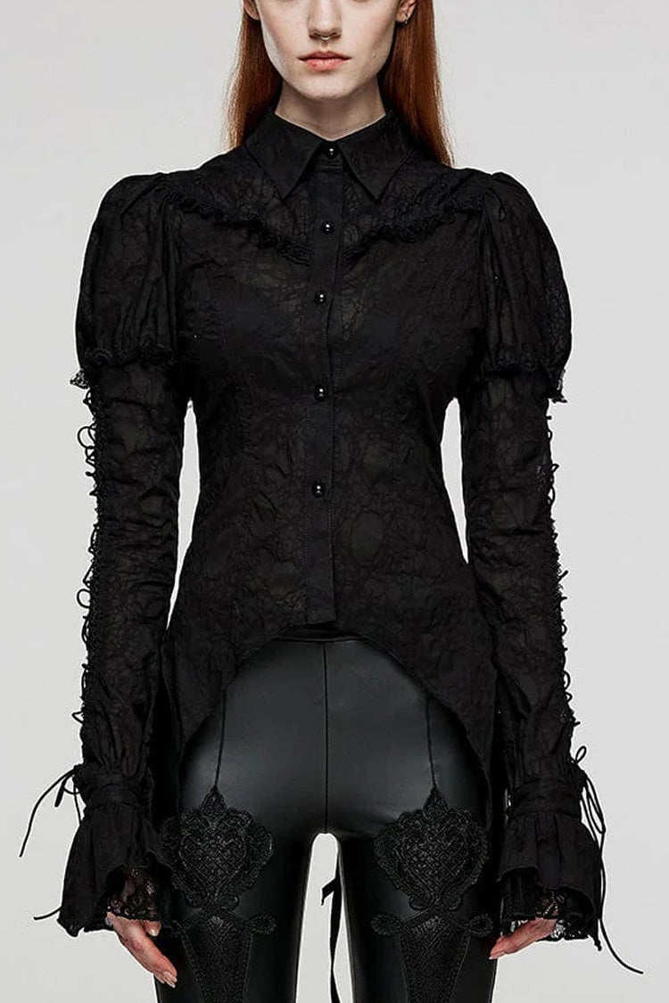Victorian Lolita Blouse - Lapel Collar Print Stitching, 2 Colors, Women's Style - main product image