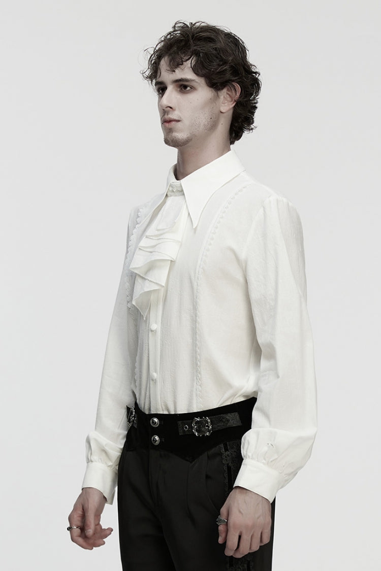 Victorian Lolita Blouse - Lapel Collar Puff With, White, Puff Sleeves, Detachable Detail - additional product view 2