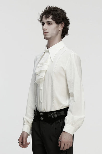 Victorian Lolita Blouse - Lapel Collar Puff With, White, Puff Sleeves, Detachable Detail - additional product view 2
