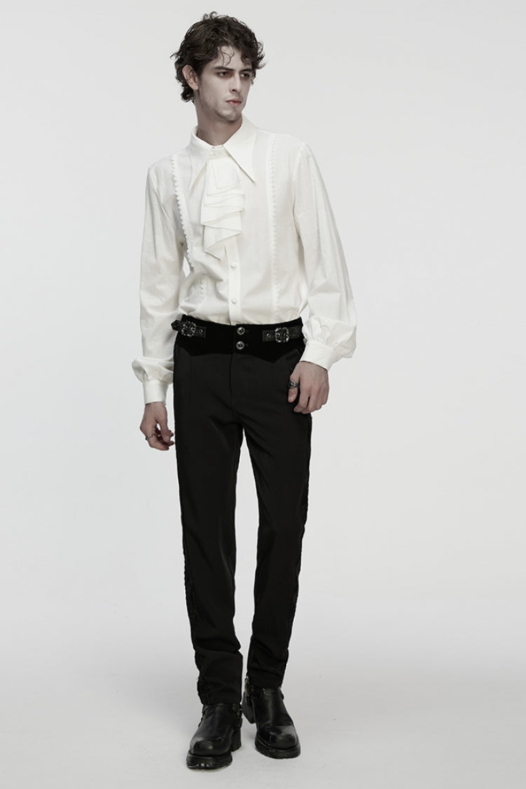 Victorian Lolita Blouse - Lapel Collar Puff With, White, Puff Sleeves, Detachable Detail - additional product view 4