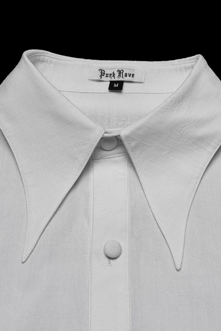 Victorian Lolita Blouse - Lapel Collar Puff With, White, Puff Sleeves, Detachable Detail - additional product view 5