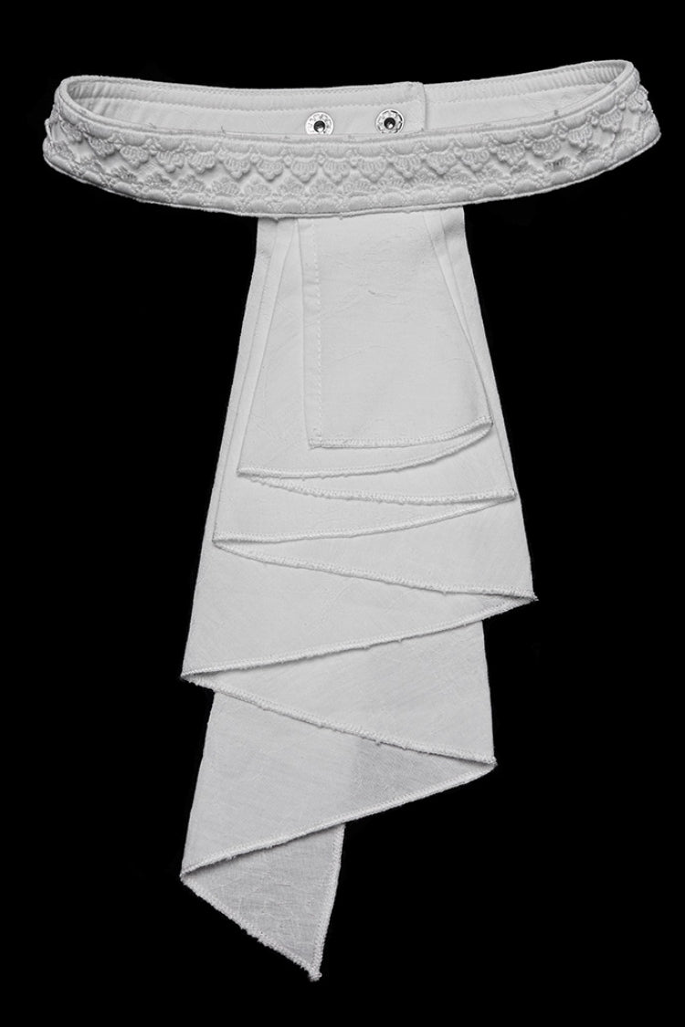 Victorian Lolita Blouse - Lapel Collar Puff With, White, Puff Sleeves, Detachable Detail - additional product view 6