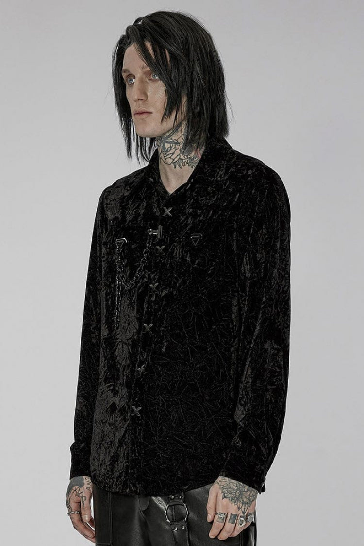 Victorian Lolita Blouse - Men's Stand Collar, 2 Colors, Detachable Detail, Buckle Detail - additional product view 2