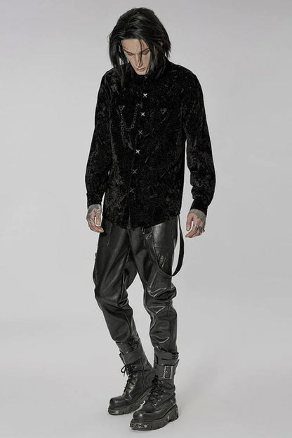 Victorian Lolita Blouse - Men's Stand Collar, 2 Colors, Detachable Detail, Buckle Detail - additional product view 4