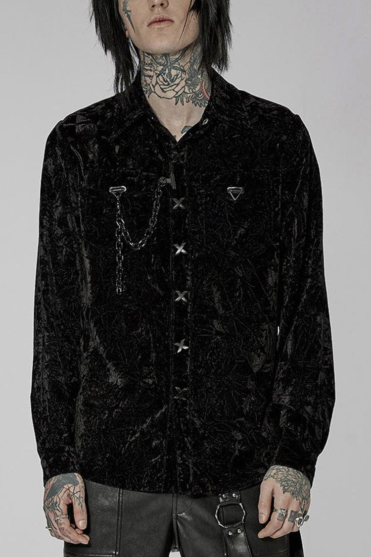 Victorian Lolita Blouse - Men's Stand Collar, 2 Colors, Detachable Detail, Buckle Detail - main product image