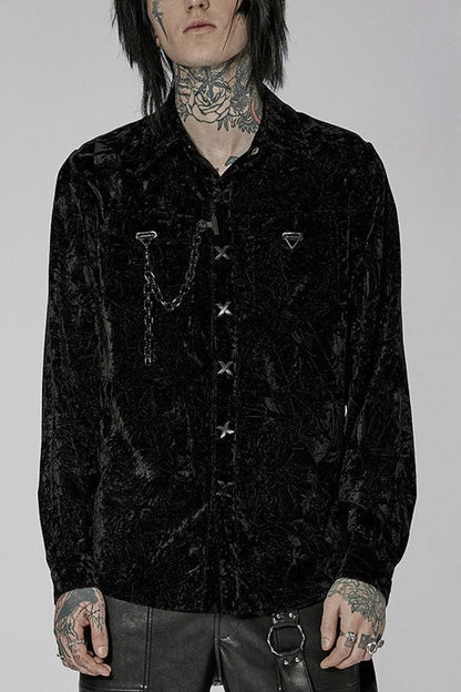 Victorian Lolita Blouse - Men's Stand Collar, 2 Colors, Detachable Detail, Buckle Detail - main product image