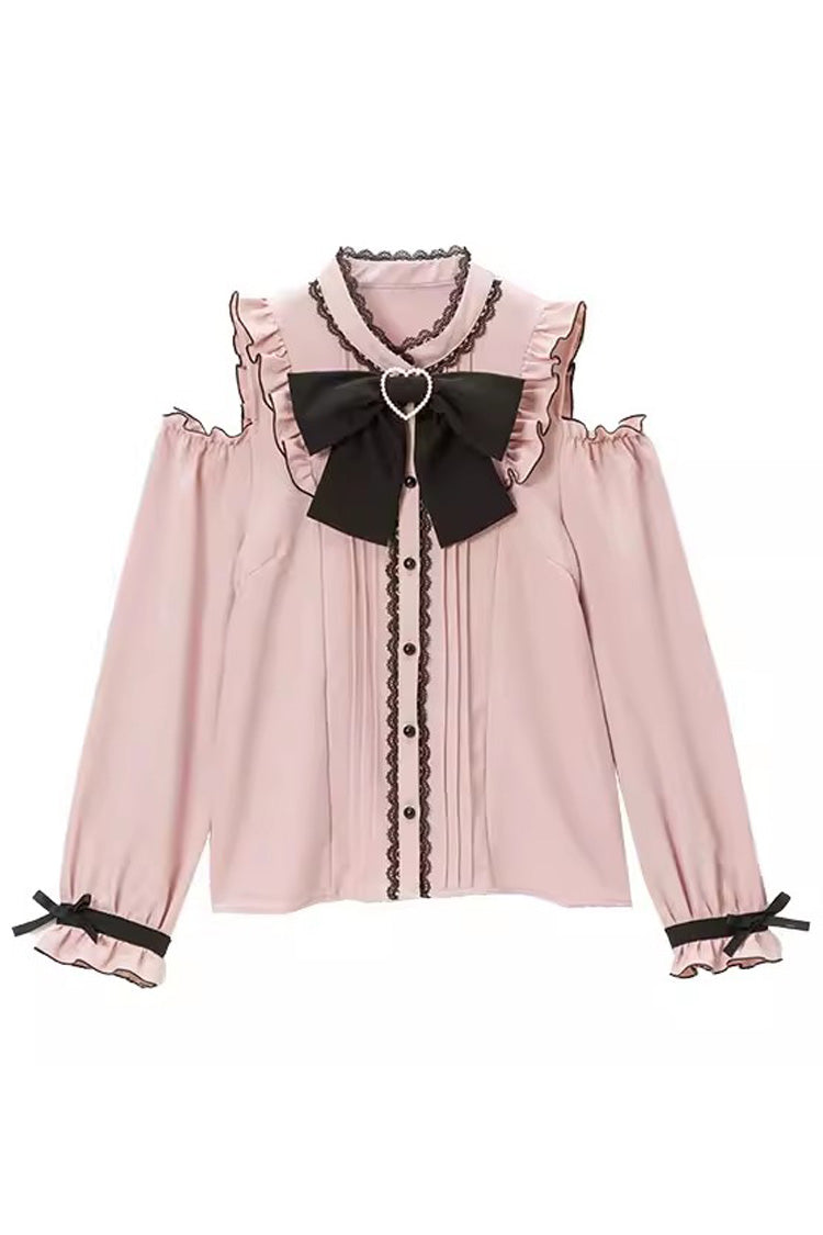 Victorian Lolita Blouse - Off Shoulder, 3 Colors, Long Sleeves, Bow Detail - main product image