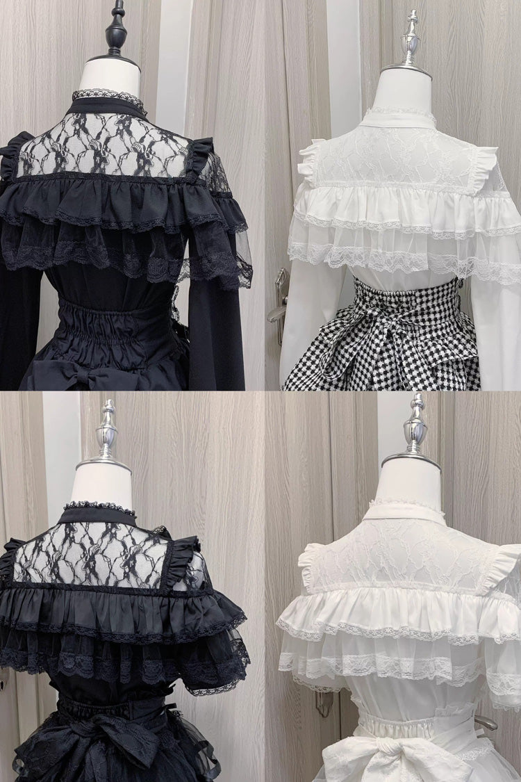 Victorian Lolita Blouse - Ruffle Bowknot Lace Jirai, 2 Colors, Bow Detail, Lace Trim - additional product view 5