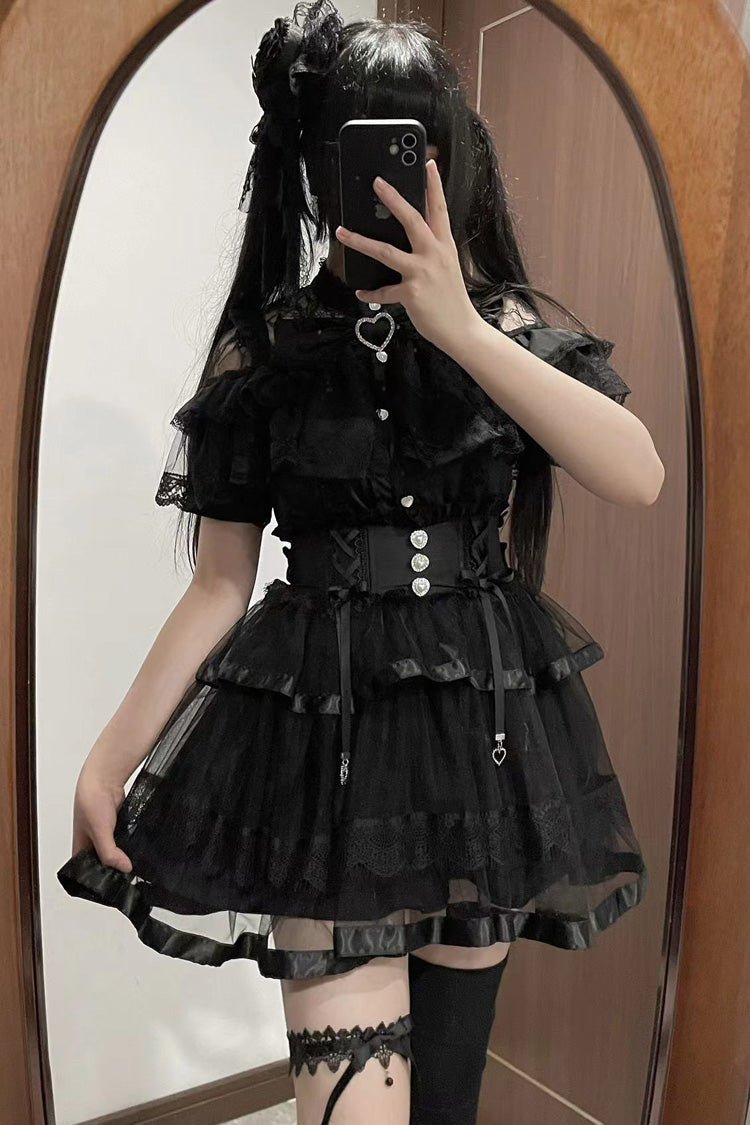 Victorian Lolita Blouse - Ruffle Bowknot Lace Jirai, 2 Colors, Bow Detail, Lace Trim - additional product view 7