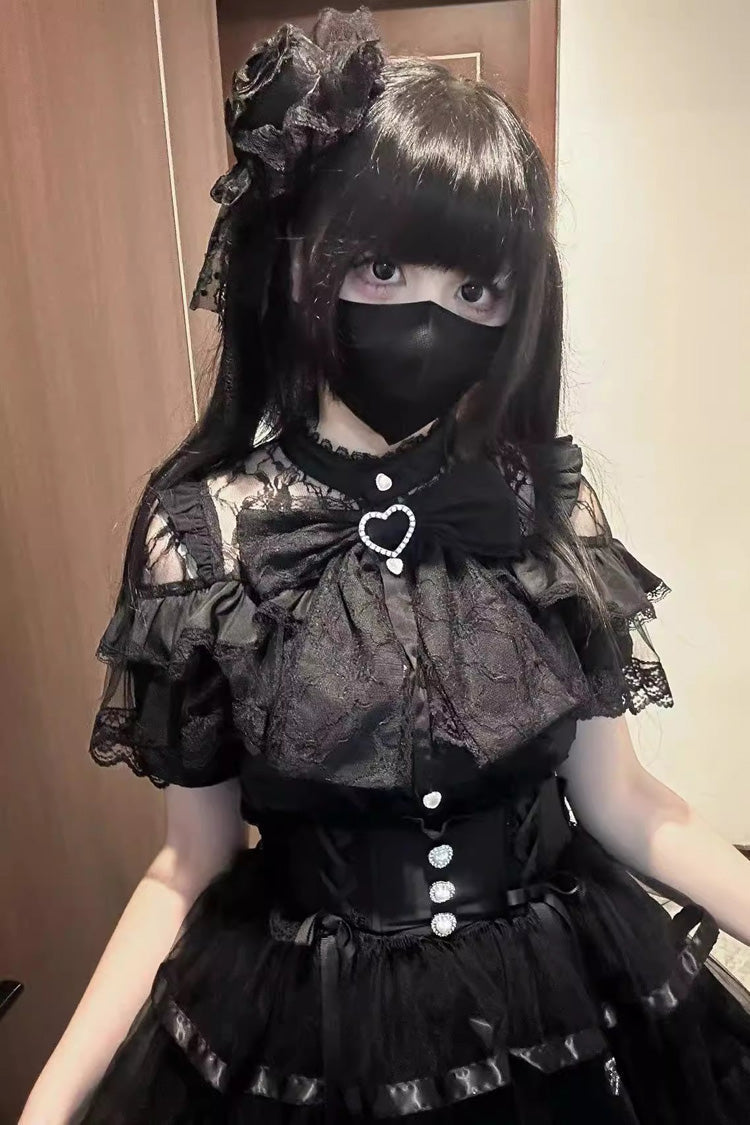 Victorian Lolita Blouse - Ruffle Bowknot Lace Jirai, 2 Colors, Bow Detail, Lace Trim - additional product view 8