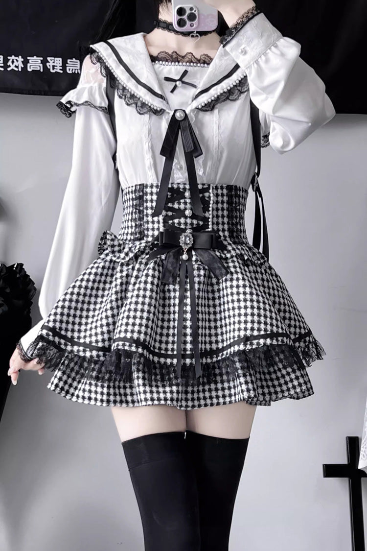 Victorian Lolita Blouse - Sailor Collar, 2 Colors, Ruffled, Long Sleeves, Bow Detail - additional product view 6