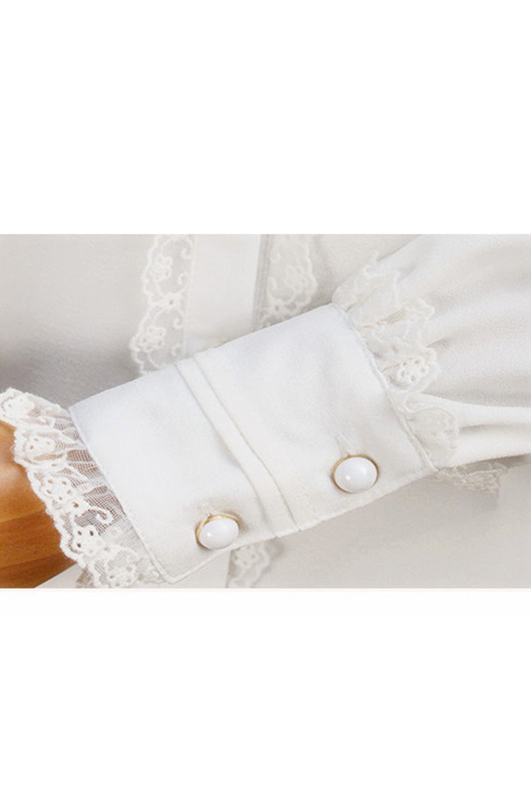 Victorian Lolita Blouse - Solid Color Lantern Stand, 4 Colors, Stand Collar, Classic Style - additional product view 6