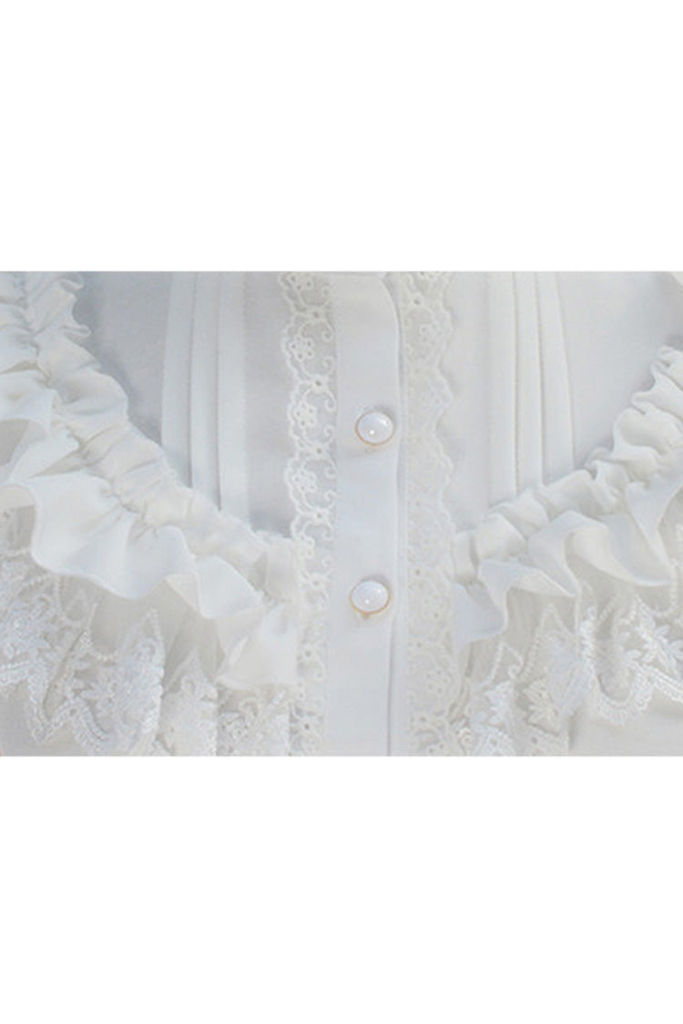 Victorian Lolita Blouse - Solid Color Lantern Stand, 4 Colors, Stand Collar, Classic Style - additional product view 7