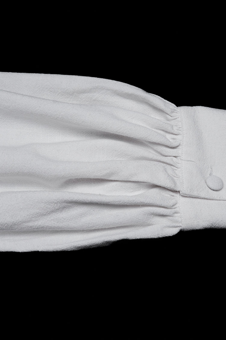 Victorian Lolita Blouse - Stand Collar Lantern Floral, White, Stand Collar, Men's Style - additional product view 7