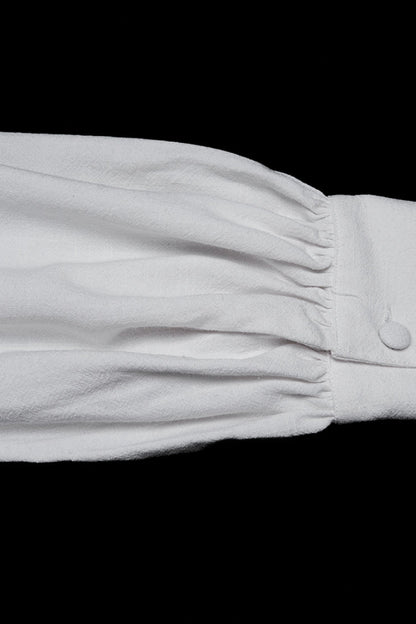 Victorian Lolita Blouse - Stand Collar Lantern Floral, White, Stand Collar, Men's Style - additional product view 7