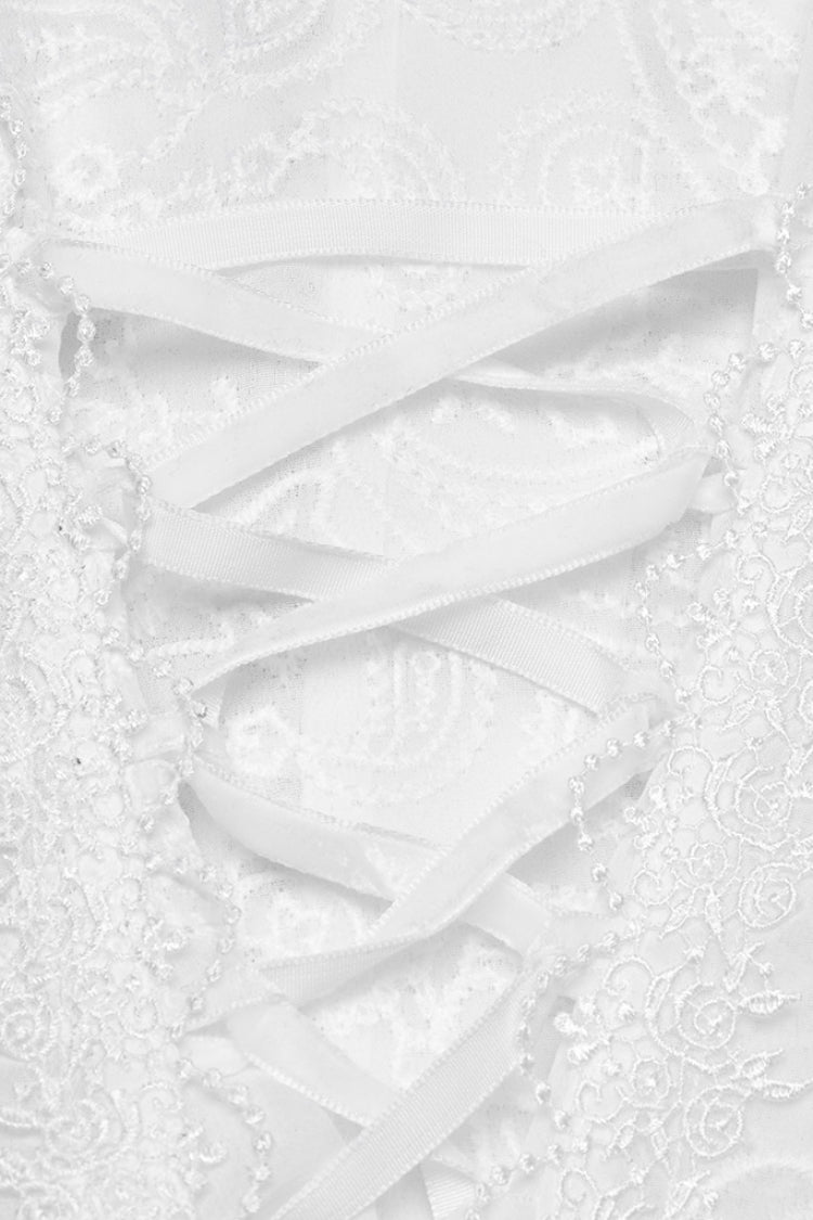 Victorian Lolita Blouse - Stand Collar Puff Jacquard, White, Puff Sleeves, Stand Collar - additional product view 7